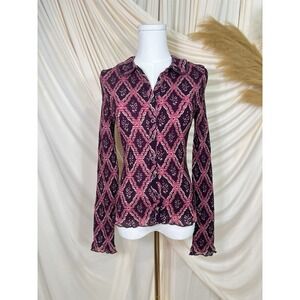 Free People Caught A Feeling Cardi Top In Chocolate Combo Stretchy Retro Size XS